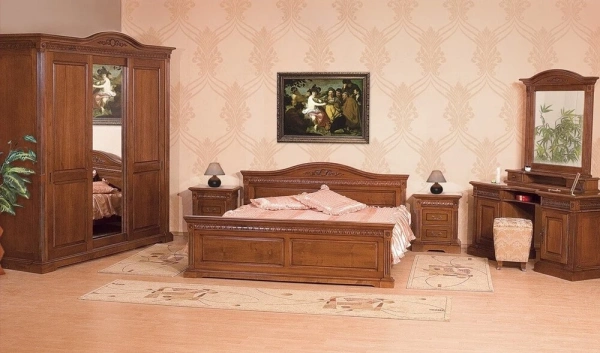 Стол туалетный с зеркалом "Венеция" Орех 768-769  купить в интернет магазине Мебель из массива. Звоните +7 495 961-63-63 Туалетные столы из массива дерева