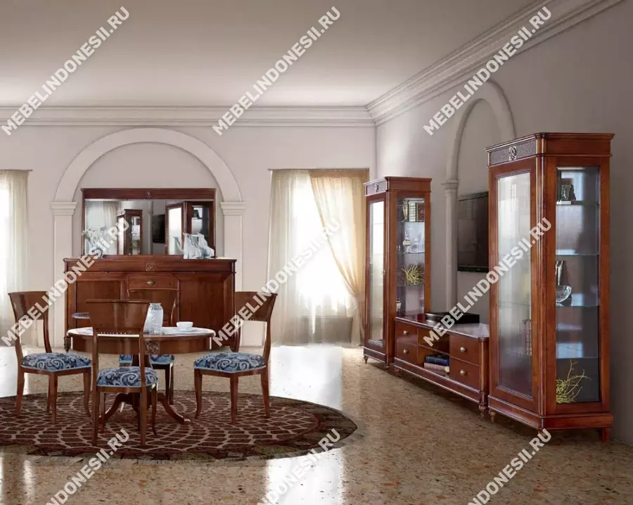 Стол круглый "Бурбон" Орех BJ851  купить в интернет магазине Мебель из массива. Звоните +7 495 961-63-63 Столовые